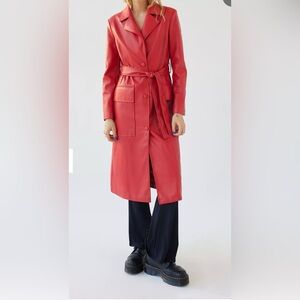 UO Ryan Faux Leather Trench Coat